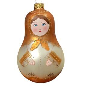 Vintage Glass Matryoshka Russian Nesting Doll Christmas Ornament Hand Painted